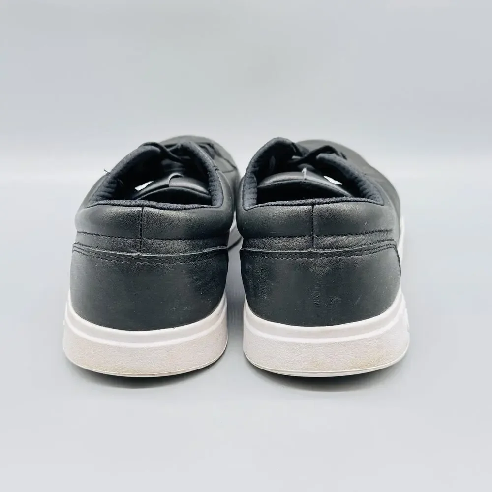Cuater Shoes Mens 11 Black Leather Low Top Casual Lace Up Spikeless Golf Sneaker